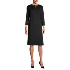 Lands' End Ponte 3/4 Sleeve Split Neck Shift Dress, Like New, Size 6